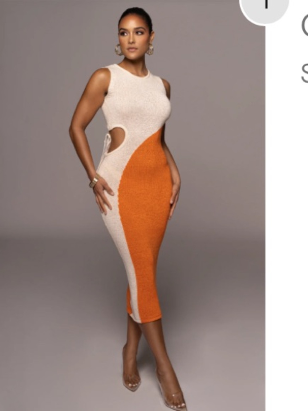JLUXLABEL Cream & Orange Side-Cut Maxi Dress